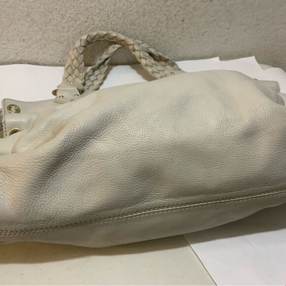 MICHAEL KORS Cream Pebbled Leather  Satchel Tote Bag  PEBBLE LEATHER WOVEN - Picture 10 of 15